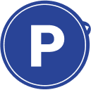 Rounded blue parking sticker