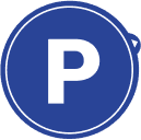 Rounded blue parking sticker